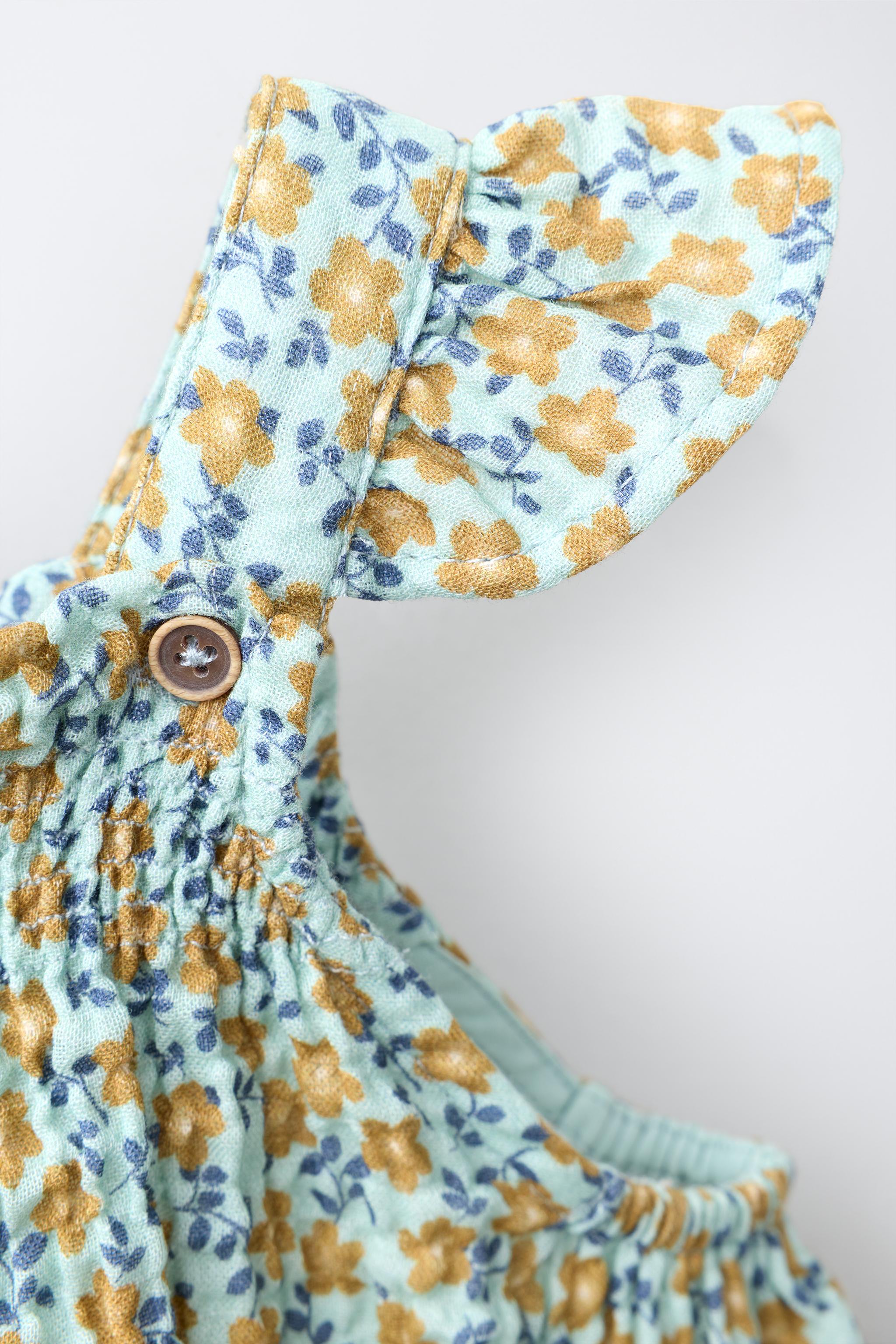 TEXTURED FLORAL OVERALLS